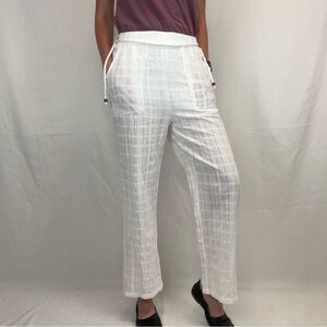 Lush Women’s White Flowy Palazzo Pants Wide Leg Boho NWT Size L